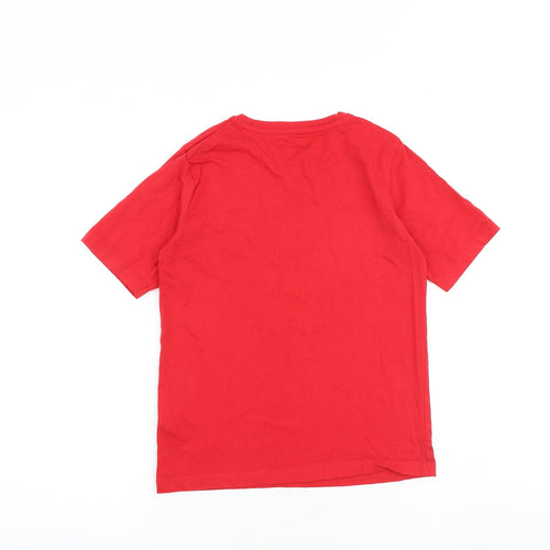Mr. Men Boys Red 100% Cotton Pullover T-Shirt Size 9-10 Years Round Neck Pullover - Mr. Tickle