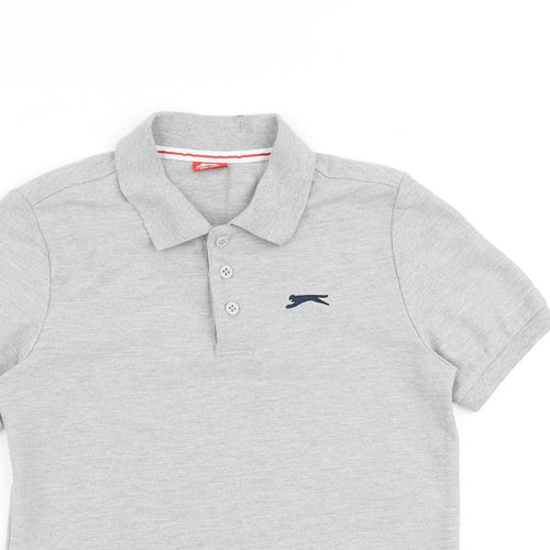 Slazenger Boys Grey Polyester Pullover Polo Size 11-12 Years Collared Button