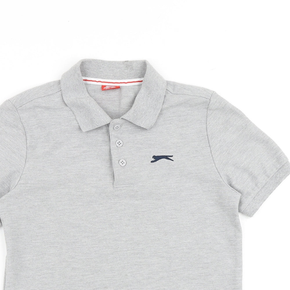 Slazenger Boys Grey Polyester Pullover Polo Size 11-12 Years Collared Button