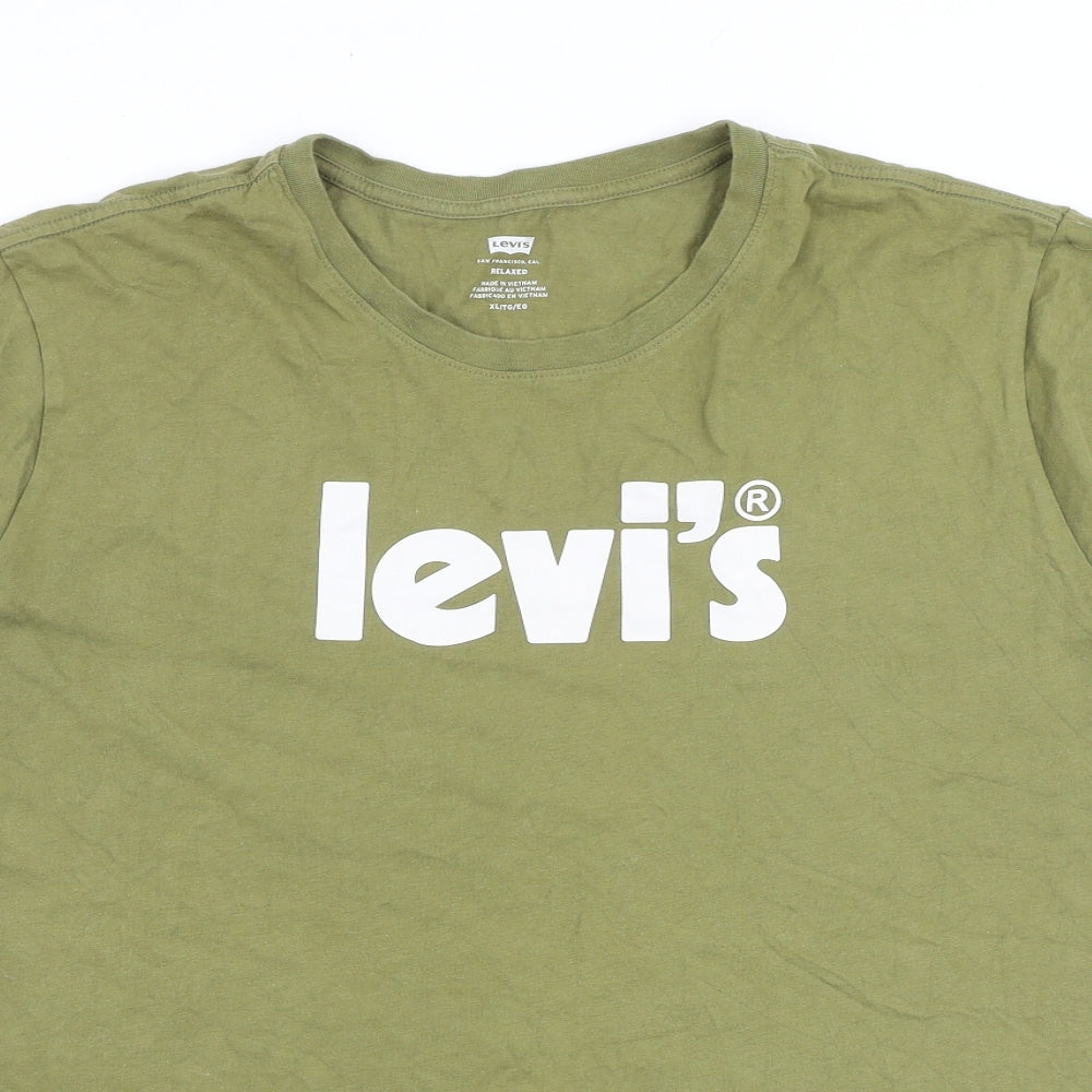 Levi's Mens Green Cotton T-Shirt Size XL Round Neck