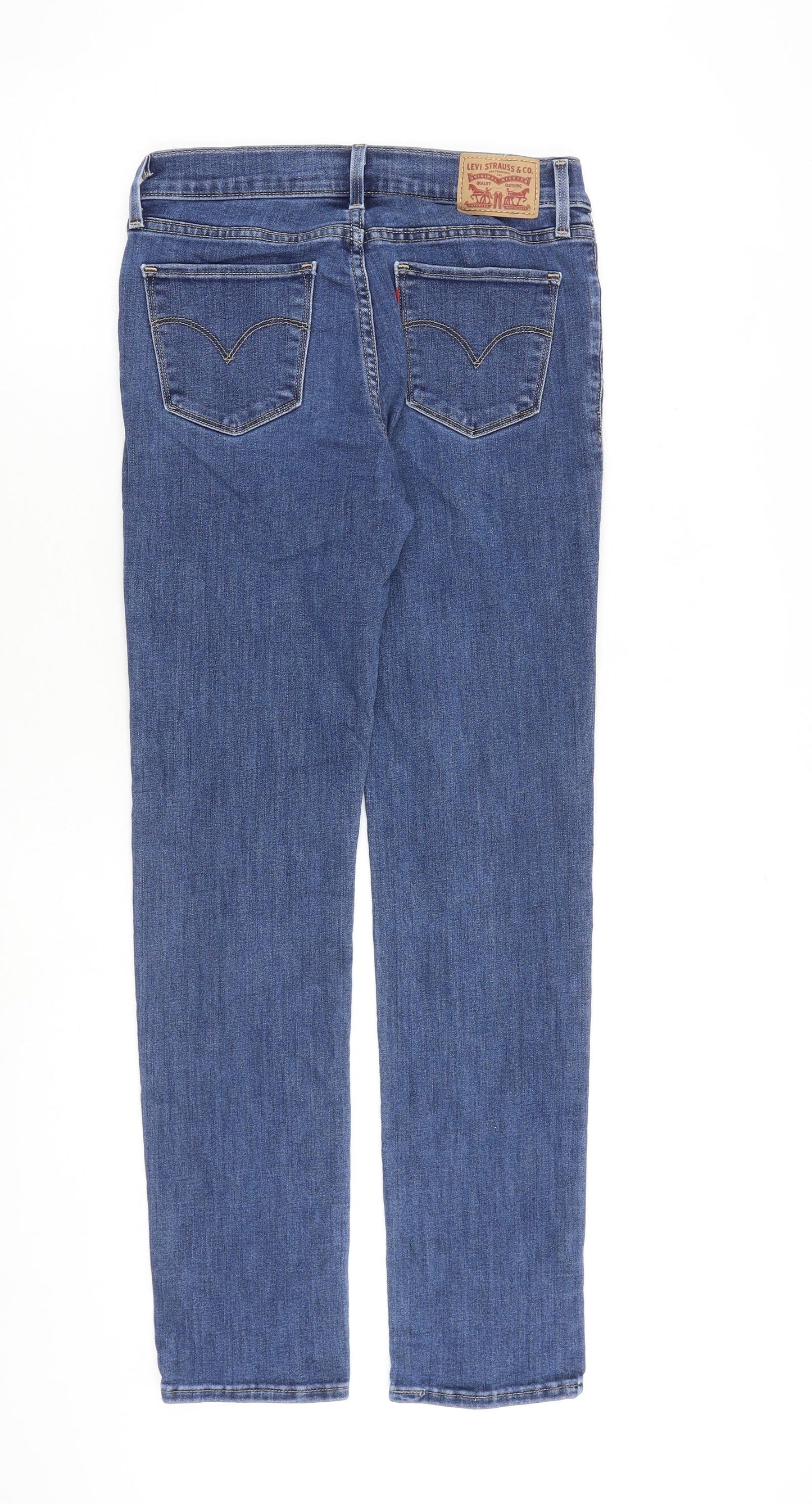 Levis Womens Blue Cotton Straight Jeans Size 26 in L30 in Slim Zip