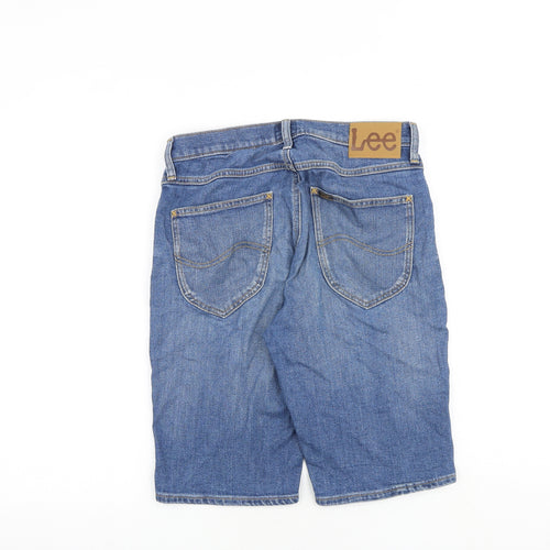 Lee Mens Blue Cotton Biker Shorts Size 28 in L11 in Regular Button