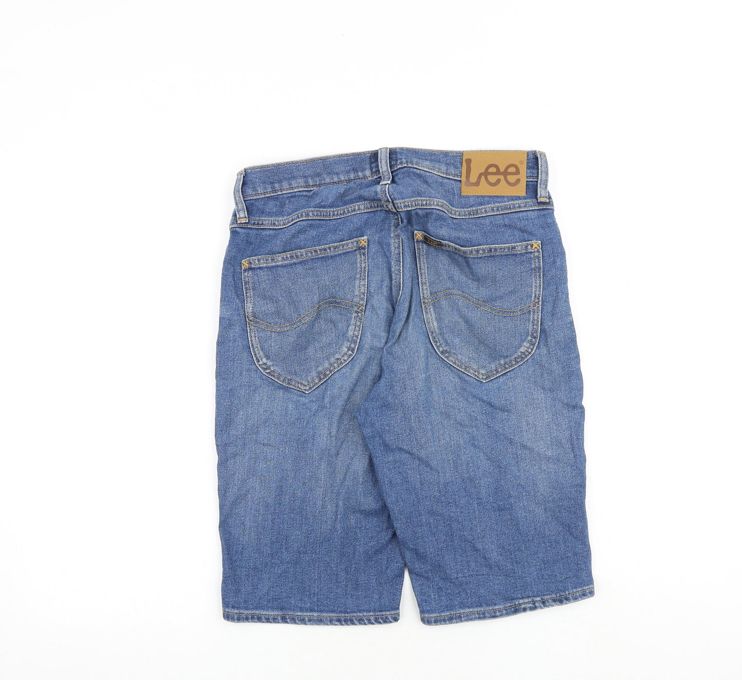 Lee Mens Blue Cotton Biker Shorts Size 28 in L11 in Regular Button