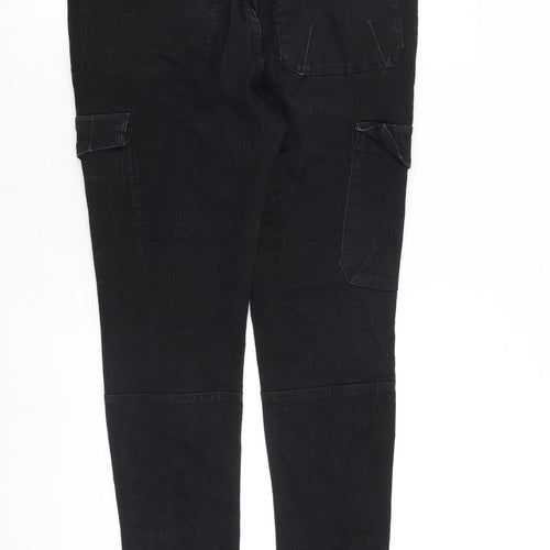 Permium Ringspun Denim Mens Black Cotton Skinny Jeans Size 34 in L32 in Slim Zip - Cargo