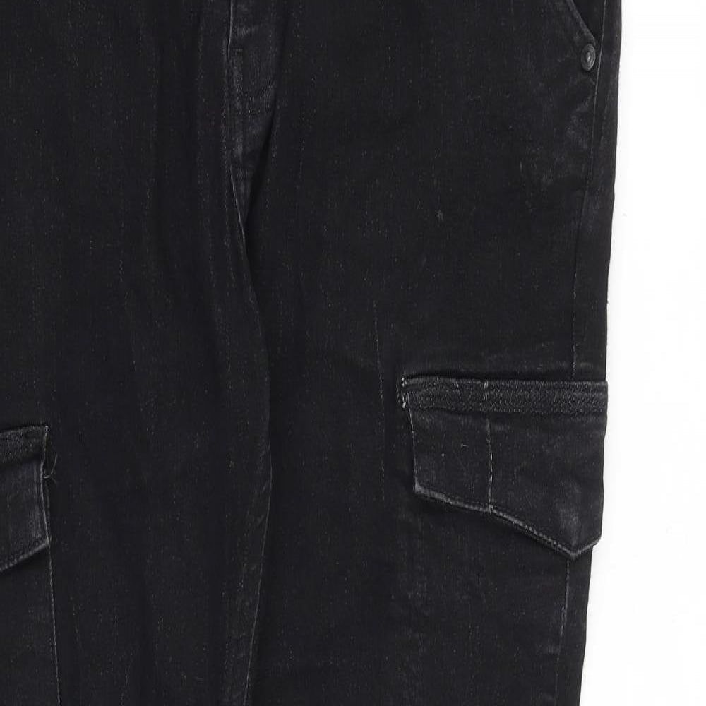 Permium Ringspun Denim Mens Black Cotton Skinny Jeans Size 34 in L32 in Slim Zip - Cargo