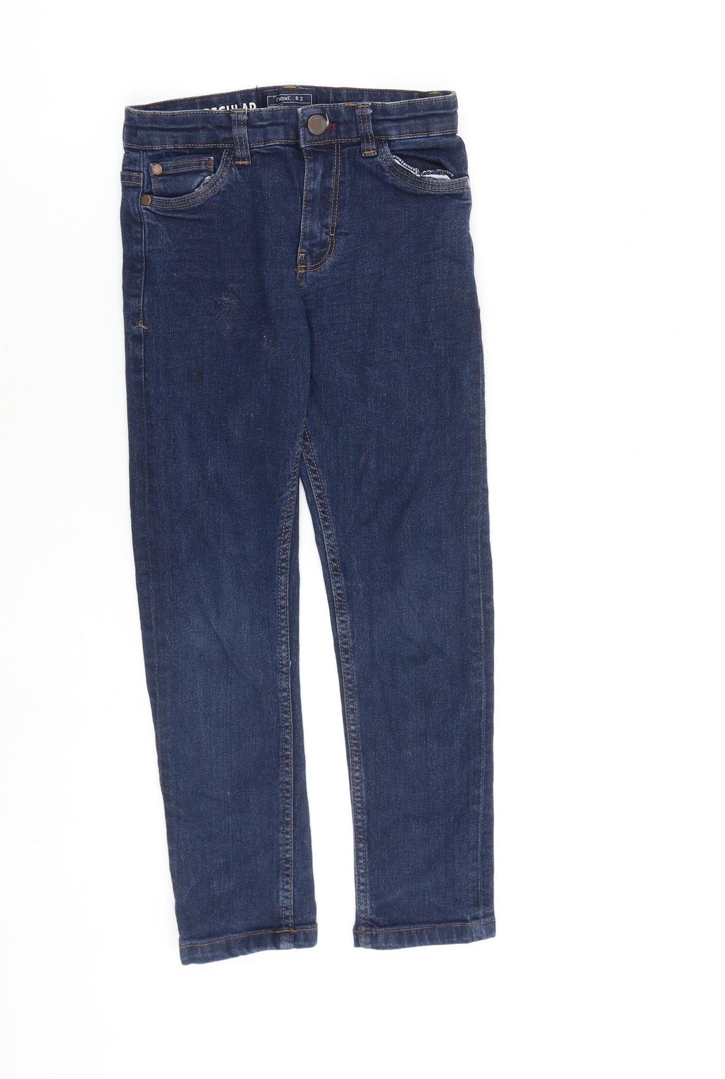 NEXT Boys Blue Cotton Skinny Jeans Size 7 Years L21 in Regular Zip