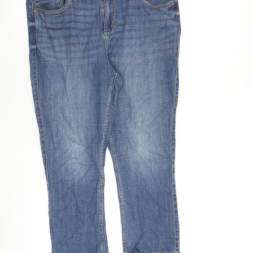 F&F Womens Blue Cotton Straight Jeans Size 16 L24 in Regular Zip
