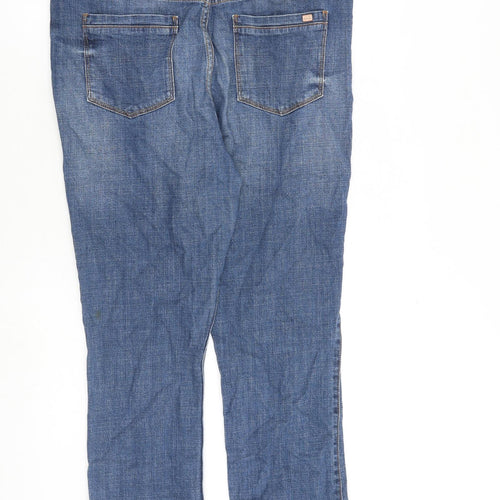 F&F Womens Blue Cotton Straight Jeans Size 16 L24 in Regular Zip