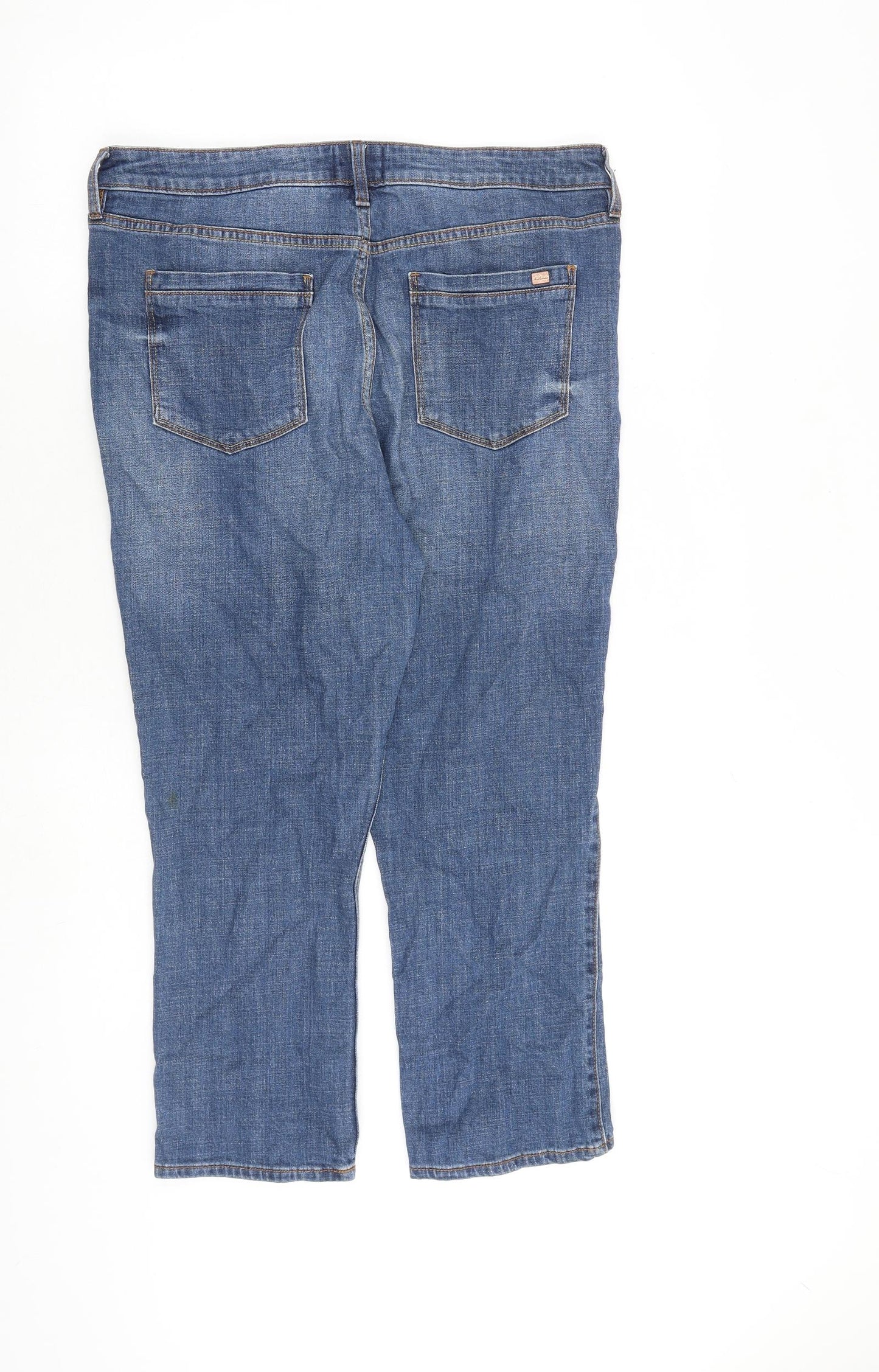 F&F Womens Blue Cotton Straight Jeans Size 16 L24 in Regular Zip