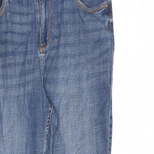F&F Womens Blue Cotton Straight Jeans Size 16 L24 in Regular Zip