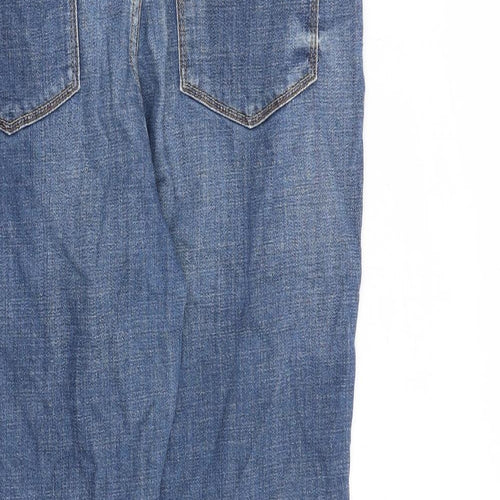 F&F Womens Blue Cotton Straight Jeans Size 16 L24 in Regular Zip