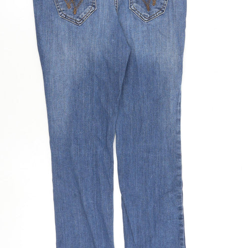White Stuff Womens Blue Cotton Straight Jeans Size 10 L30 in Regular Zip