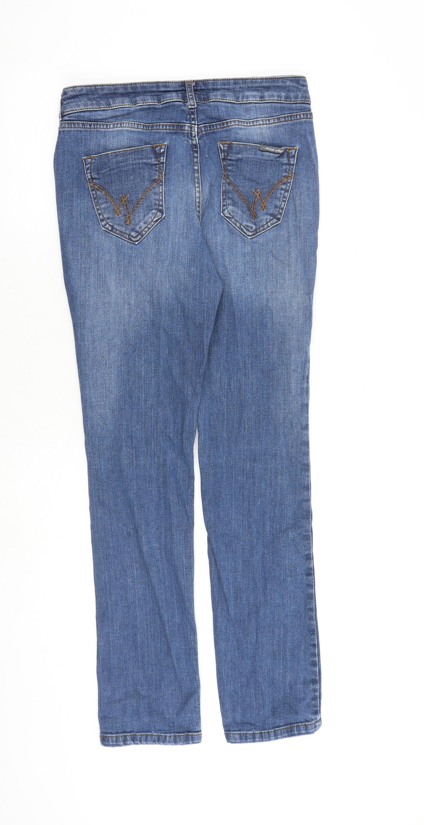 White Stuff Womens Blue Cotton Straight Jeans Size 10 L30 in Regular Zip