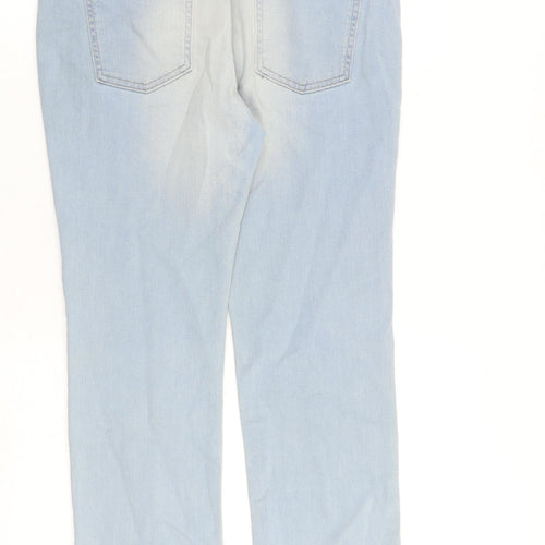 Marks and Spencer Womens Blue Cotton Straight Jeans Size 12 L27 in Regular Zip