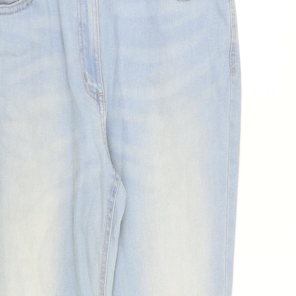 Marks and Spencer Womens Blue Cotton Straight Jeans Size 12 L27 in Regular Zip