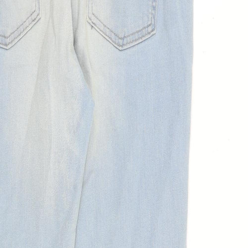 Marks and Spencer Womens Blue Cotton Straight Jeans Size 12 L27 in Regular Zip