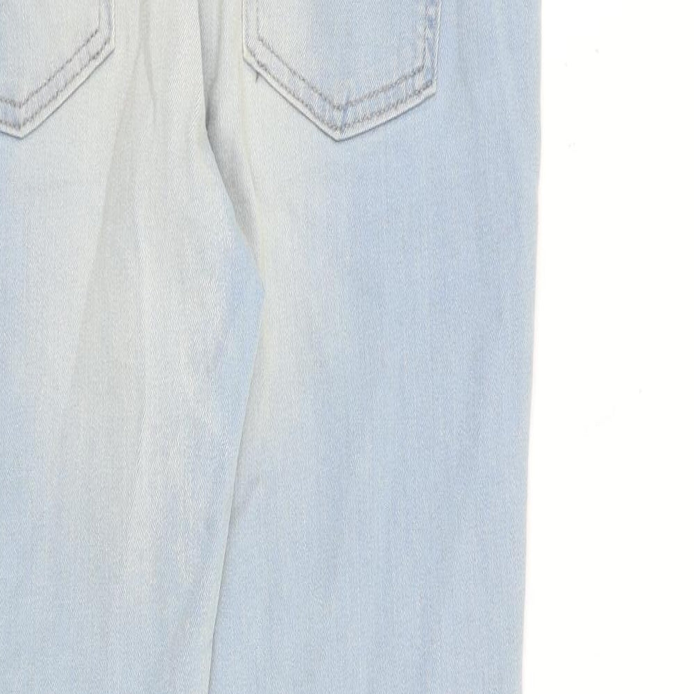 Marks and Spencer Womens Blue Cotton Straight Jeans Size 12 L27 in Regular Zip