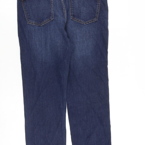Marks and Spencer Womens Blue Cotton Straight Jeans Size 14 L27 in Regular Zip