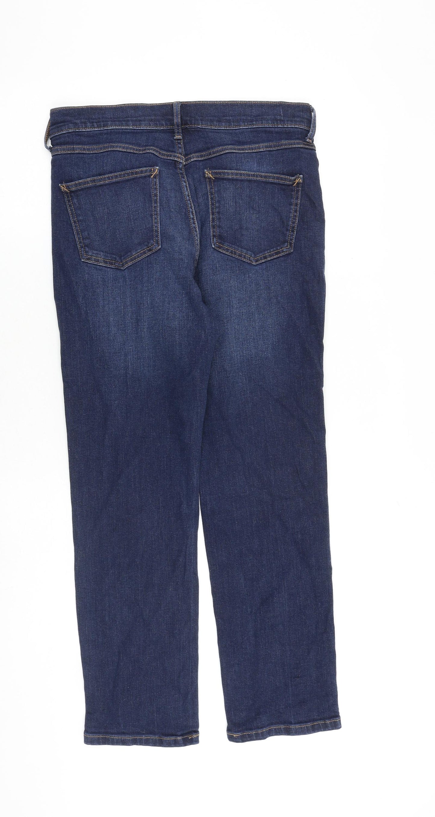 Marks and Spencer Womens Blue Cotton Straight Jeans Size 14 L27 in Regular Zip