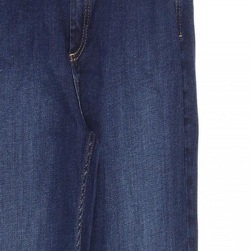 Marks and Spencer Womens Blue Cotton Straight Jeans Size 14 L27 in Regular Zip