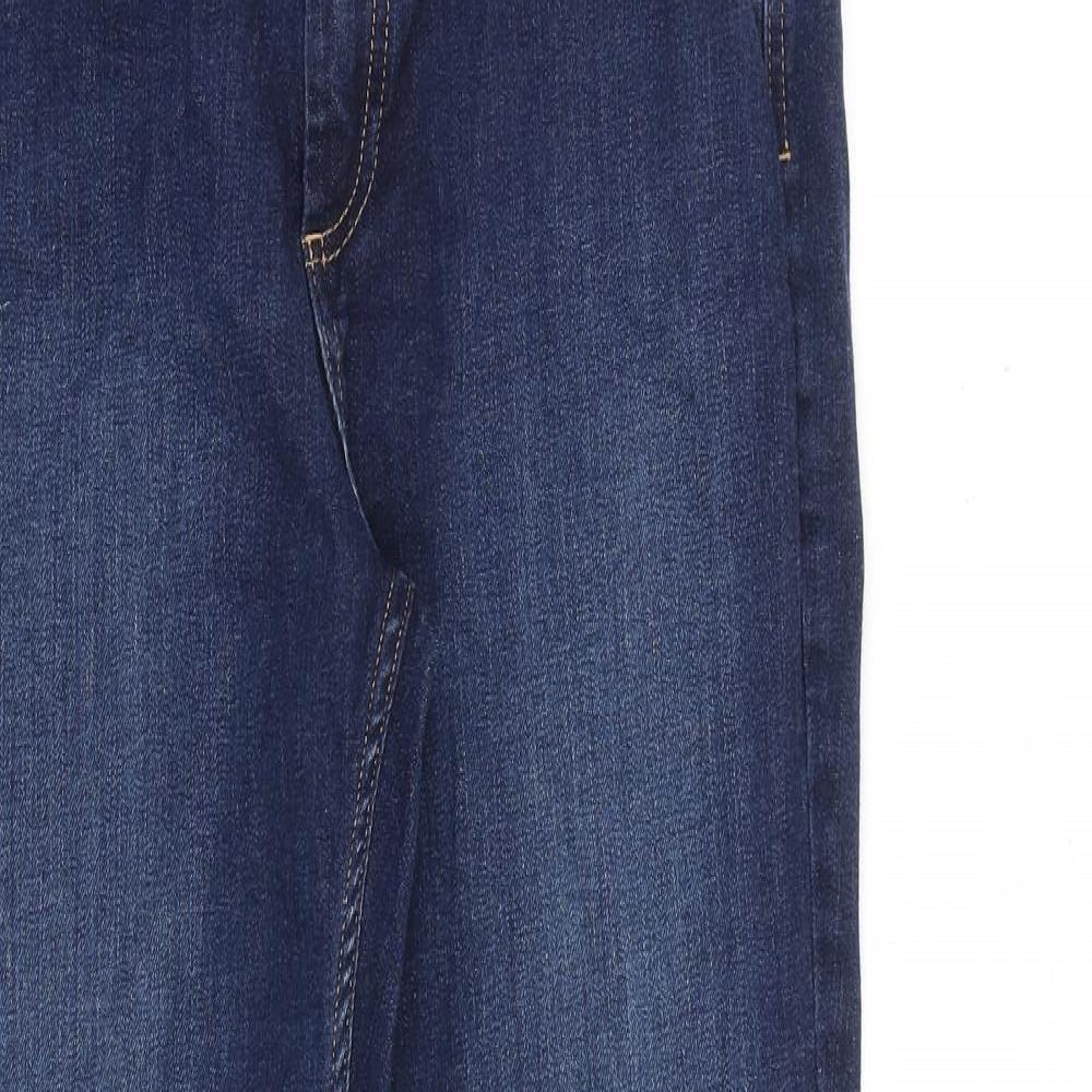 Marks and Spencer Womens Blue Cotton Straight Jeans Size 14 L27 in Regular Zip