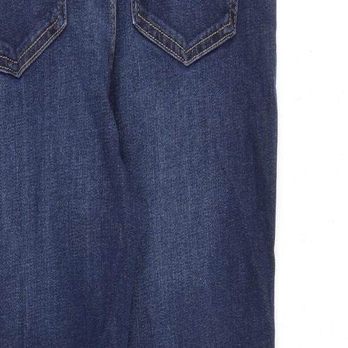 Marks and Spencer Womens Blue Cotton Straight Jeans Size 14 L27 in Regular Zip