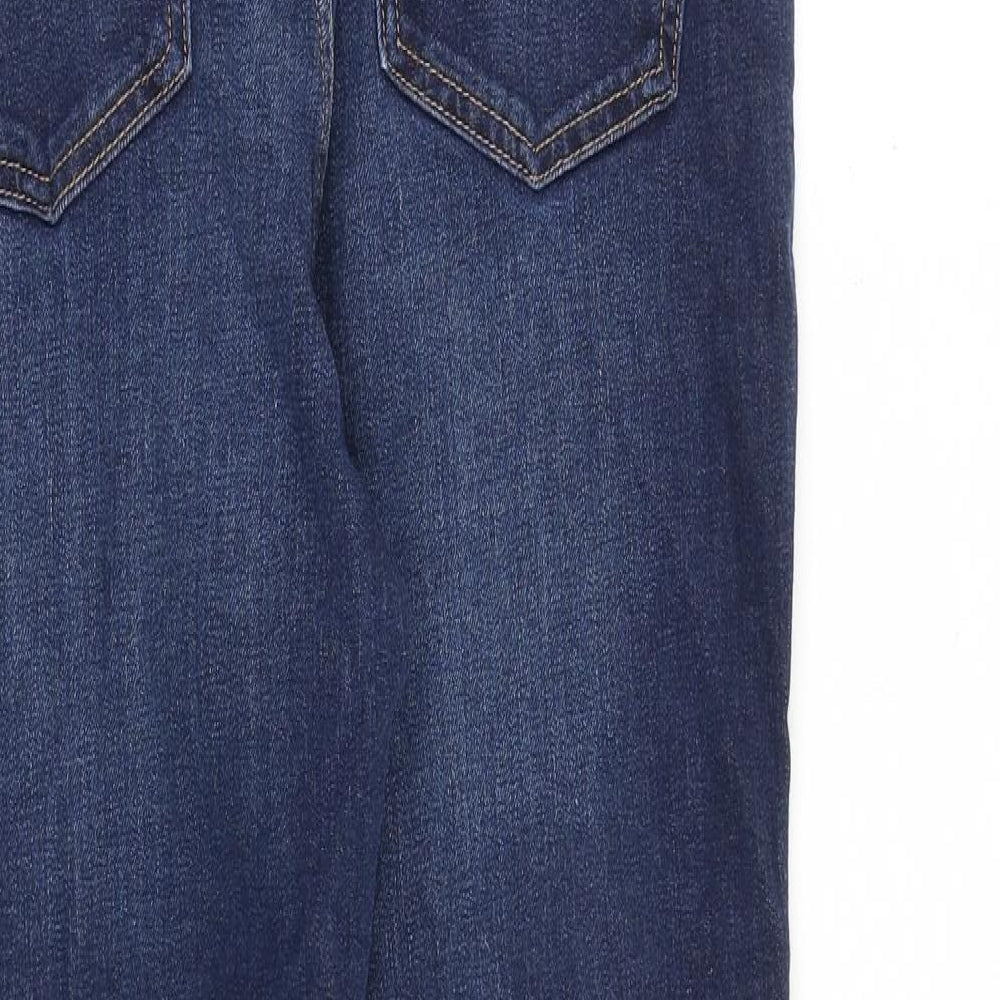 Marks and Spencer Womens Blue Cotton Straight Jeans Size 14 L27 in Regular Zip