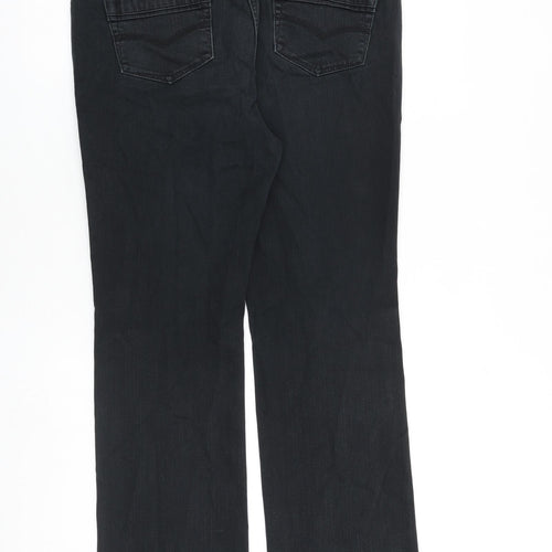 Marks and Spencer Womens Black Cotton Bootcut Jeans Size 14 L29 in Regular Zip