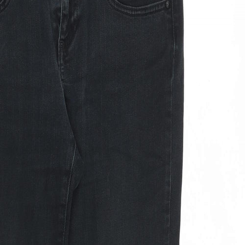 Marks and Spencer Womens Black Cotton Bootcut Jeans Size 14 L29 in Regular Zip