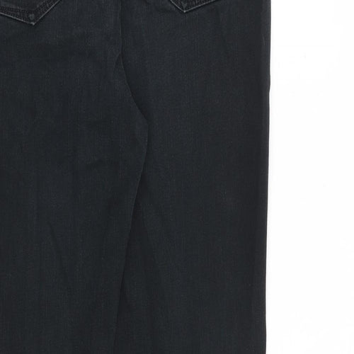 Marks and Spencer Womens Black Cotton Bootcut Jeans Size 14 L29 in Regular Zip