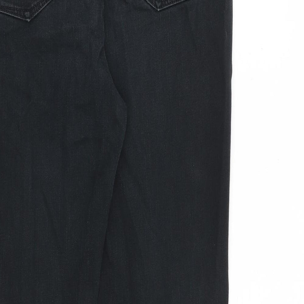 Marks and Spencer Womens Black Cotton Bootcut Jeans Size 14 L29 in Regular Zip