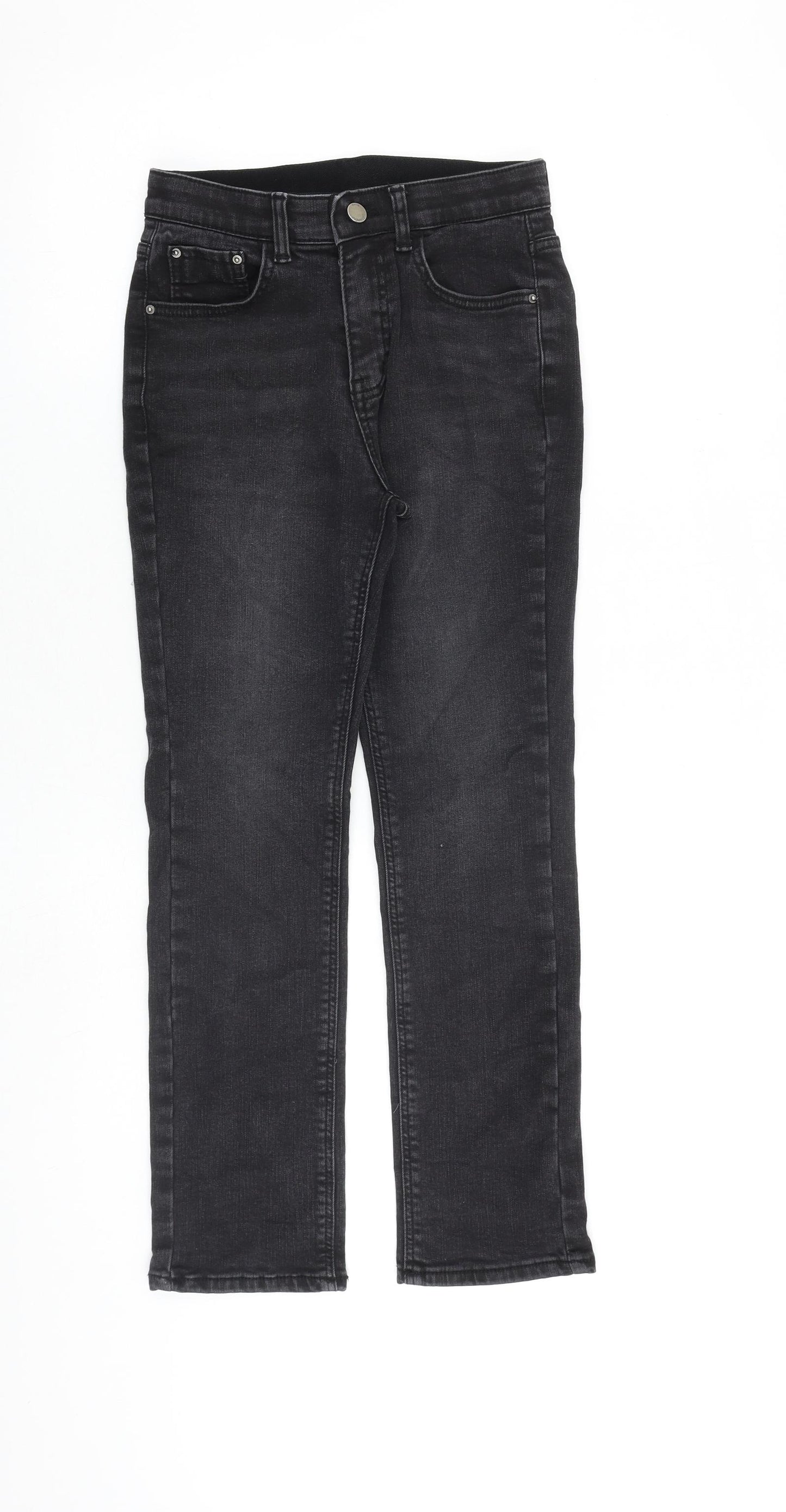 Chichera Womens Grey Cotton Straight Jeans Size S L26 in Regular Zip