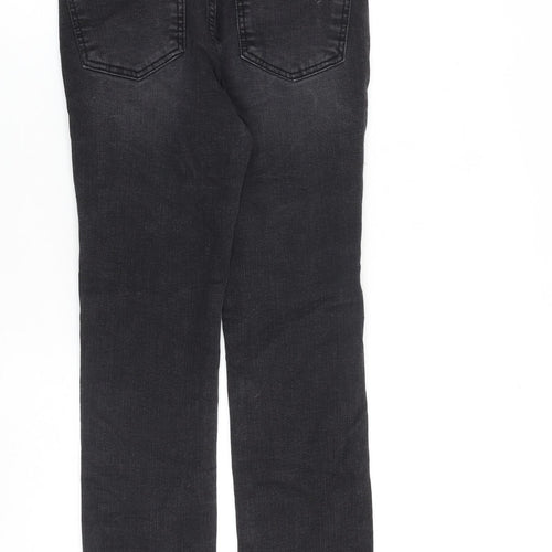 Chichera Womens Grey Cotton Straight Jeans Size S L26 in Regular Zip