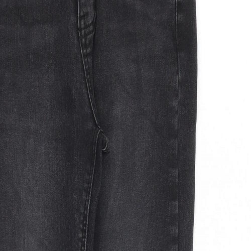 Chichera Womens Grey Cotton Straight Jeans Size S L26 in Regular Zip