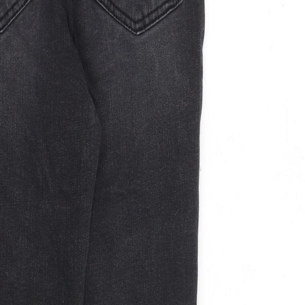 Chichera Womens Grey Cotton Straight Jeans Size S L26 in Regular Zip