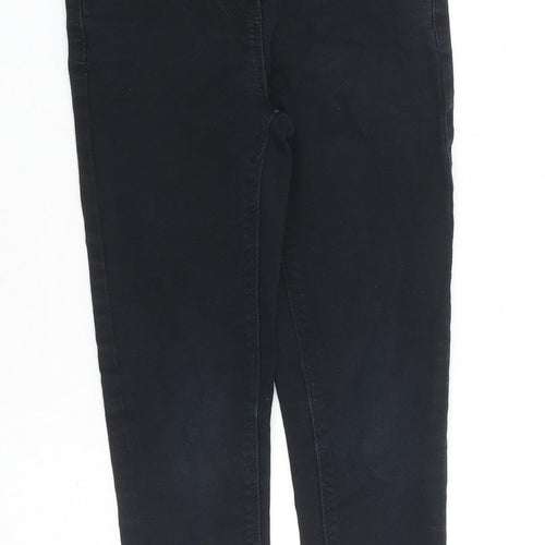 NEXT Girls Black Cotton Skinny Jeans Size 9 Years L20 in Extra-Slim Zip