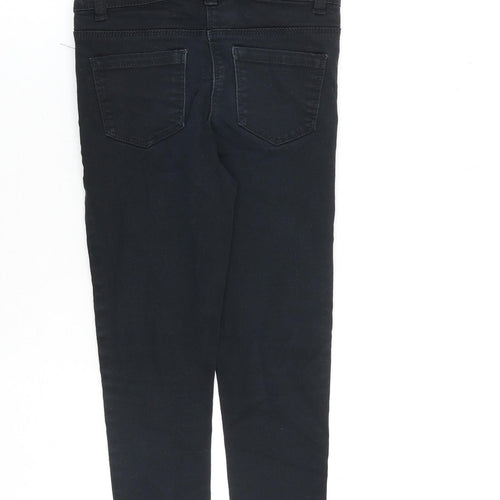 NEXT Girls Black Cotton Skinny Jeans Size 9 Years L20 in Extra-Slim Zip