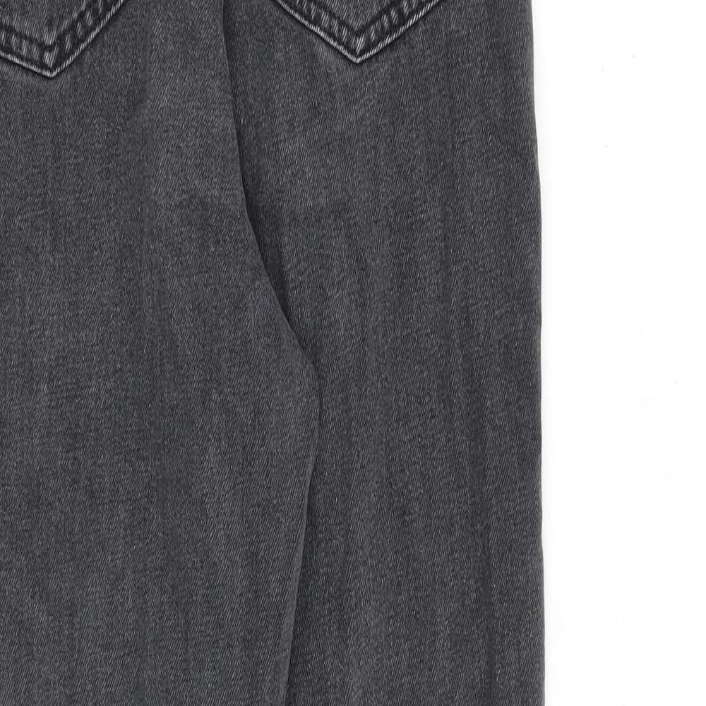 Denim & Co. Womens Grey Cotton Mom Jeans Size 8 L27 in Regular Zip