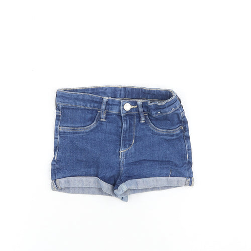 H&M Girls Blue Cotton Boyfriend Shorts Size 7-8 Years Regular Zip