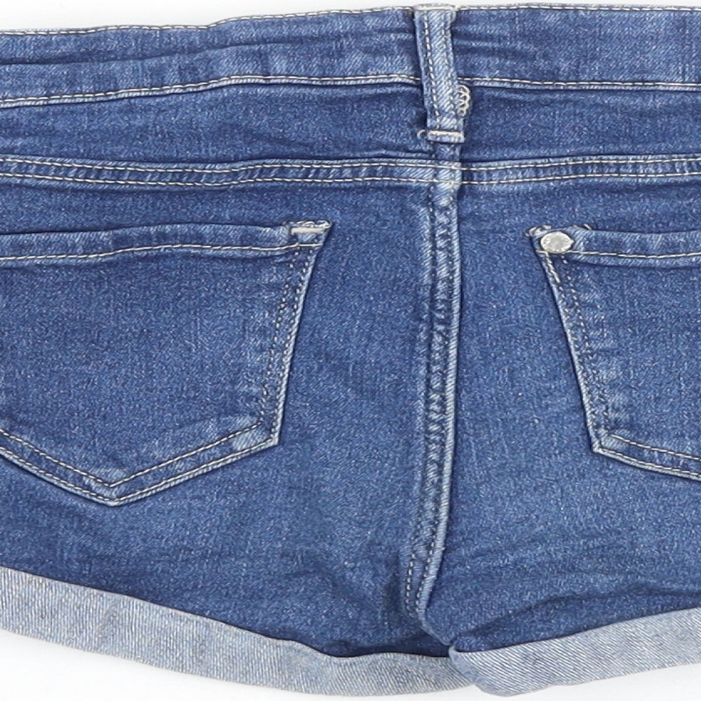 H&M Girls Blue Cotton Boyfriend Shorts Size 7-8 Years Regular Zip