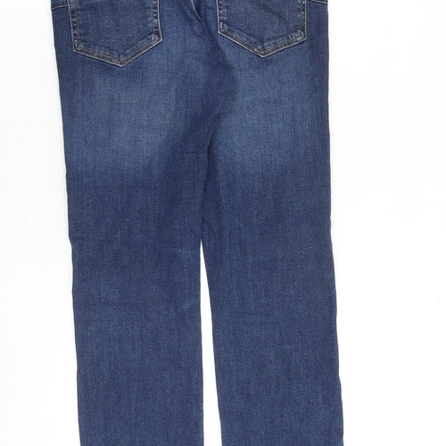 NEXT Womens Blue Cotton Straight Jeans Size 10 L30 in Slim Zip