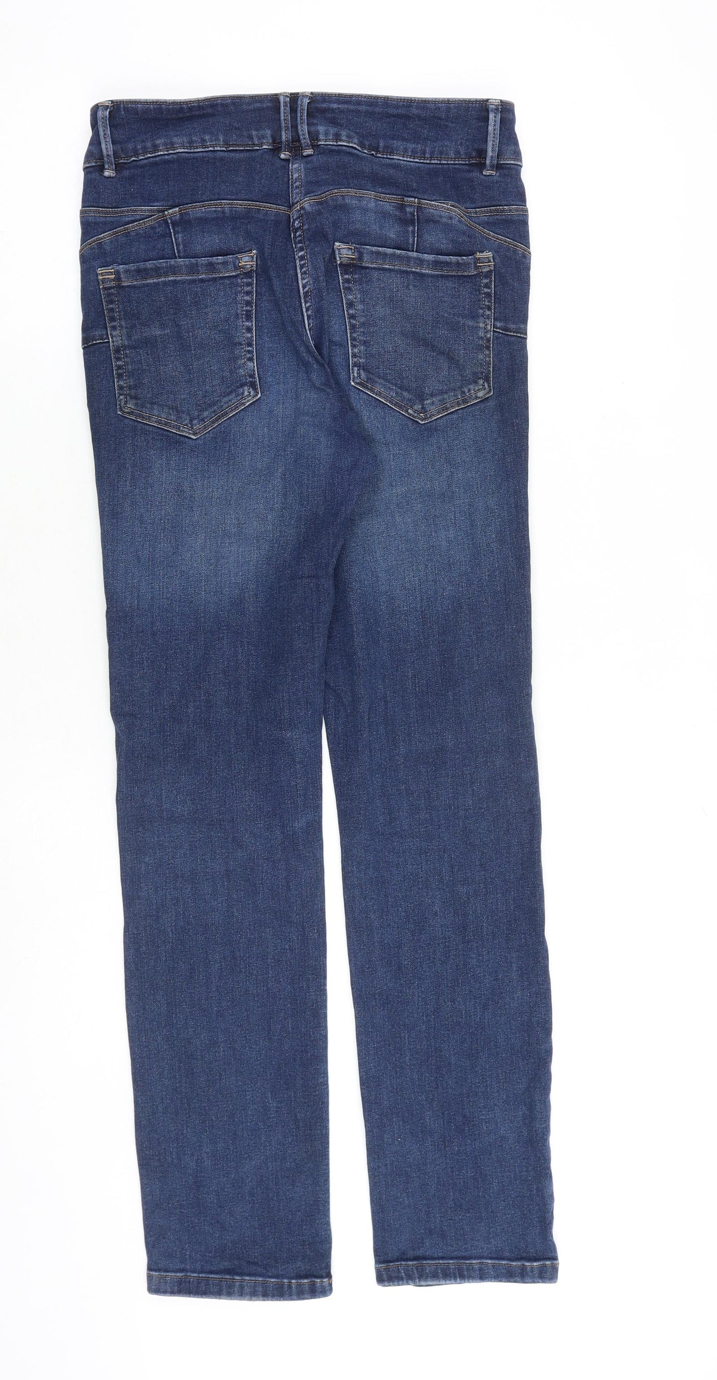 NEXT Womens Blue Cotton Straight Jeans Size 10 L30 in Slim Zip