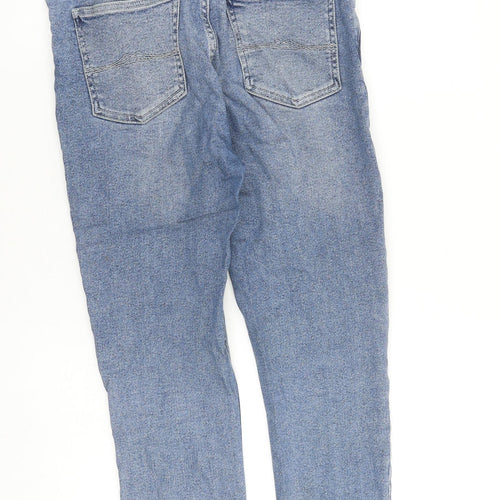 Jack Wills Womens Blue Cotton Skinny Jeans Size 30 in L26 in Regular Zip - Raw Hem