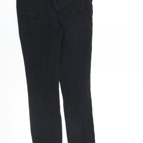 NEXT Womens Black Cotton Skinny Jeans Size 10 L28 in Slim Zip