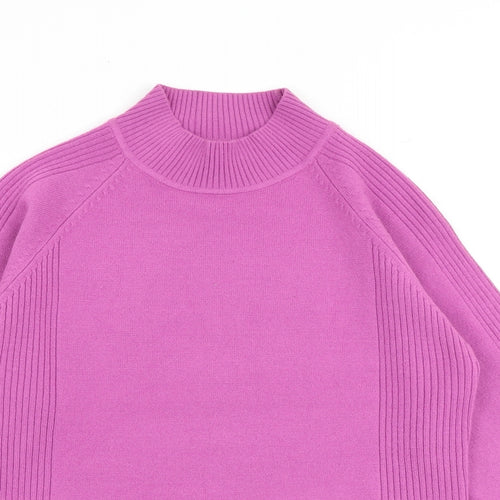Filati Womens Pink High Neck Acrylic Pullover Jumper Size L