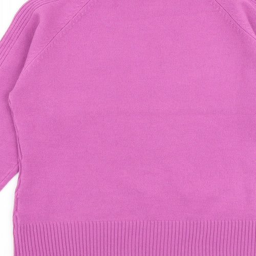 Filati Womens Pink High Neck Acrylic Pullover Jumper Size L