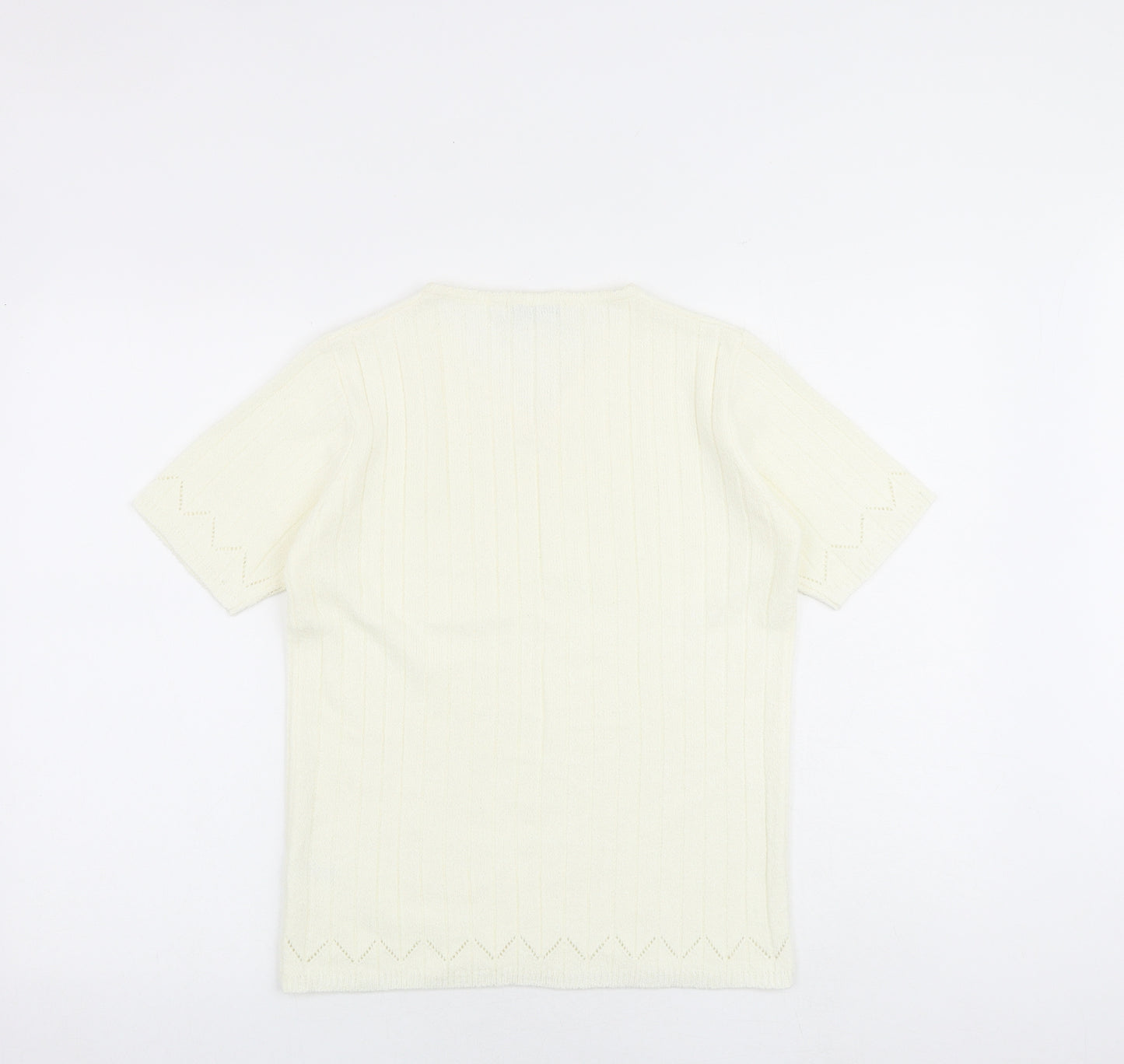 Berkertex Womens Ivory V-Neck Acrylic Pullover Jumper Size 10 Pullover - 10-12