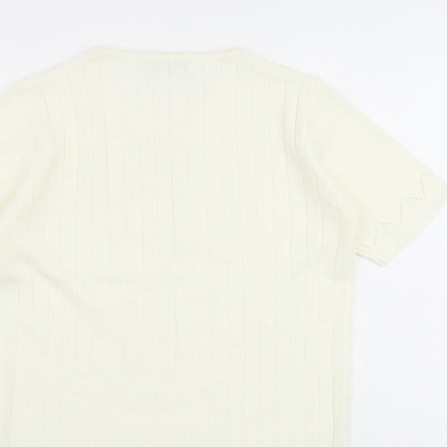 Berkertex Womens Ivory V-Neck Acrylic Pullover Jumper Size 10 Pullover - 10-12