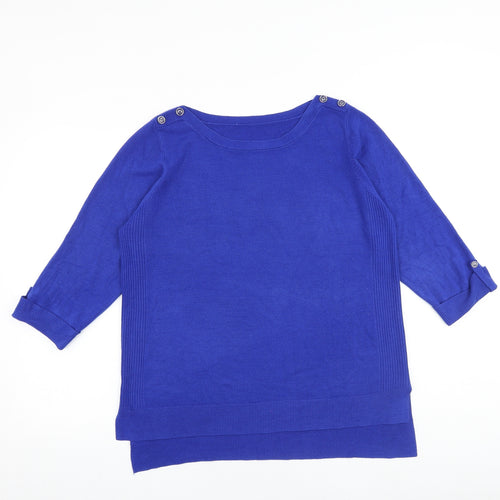 BHS Womens Blue Round Neck Acrylic Pullover Jumper Size 16