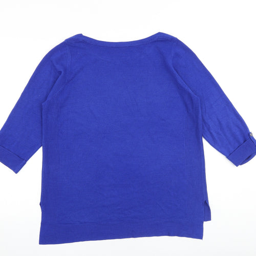 BHS Womens Blue Round Neck Acrylic Pullover Jumper Size 16